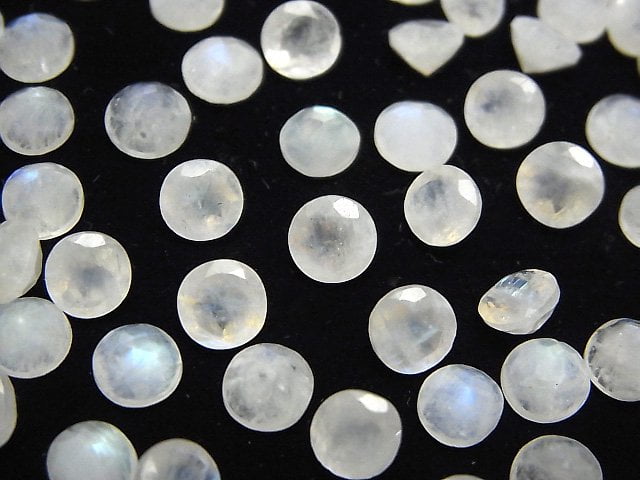 Regenbogenmondstein AA++ Lose Stein Rund Facettiert 6x6mm 5 Stück