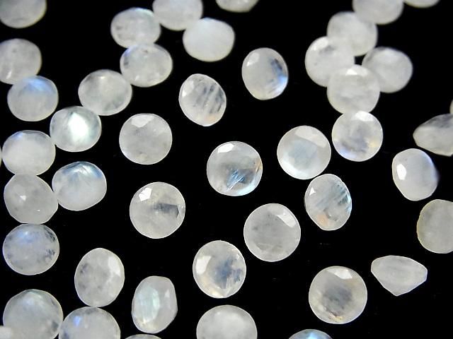 Pierre de lune arc-en-ciel AA++ Pierre libre ronde à facettes 6x6mm 5pcs