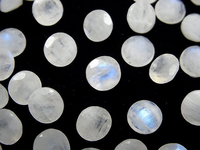 Regenbogenmondstein AA++ Lose Stein Rund Facettiert 8x8mm 5 Stück