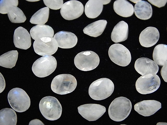 Regenbogenmondstein AA++ Lose Stein Oval Facettiert 8x6mm 5 Stück