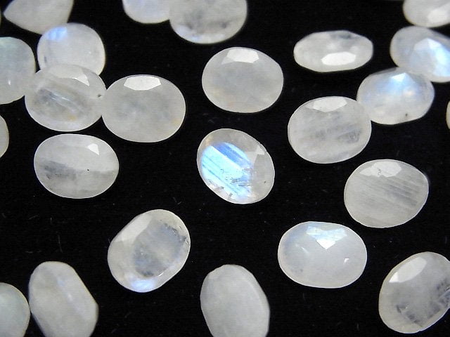 Regenbogenmondstein AA++ Lose Stein Oval Facettiert 10x8mm 3 Stück
