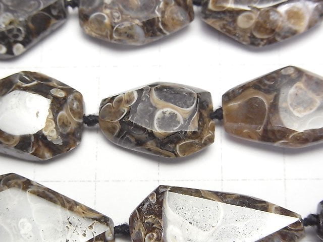 Fossil Crinoid Faceted Nugget half or 1strand (37cm)