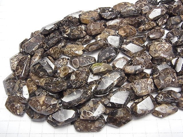 Fossil Crinoid Facettierter Nugget halb oder 1strang Perlen (37 cm)