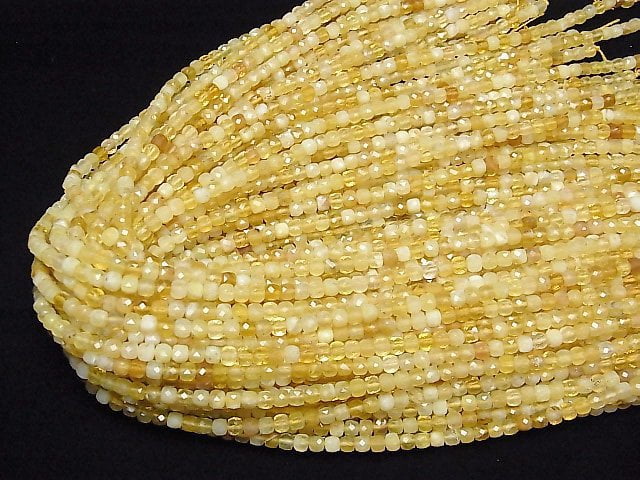 Hochwertig! Gelber Opal AA Würfelform 4x4x4mm 1strang Perlen (ca. 15 Zoll/37 cm)