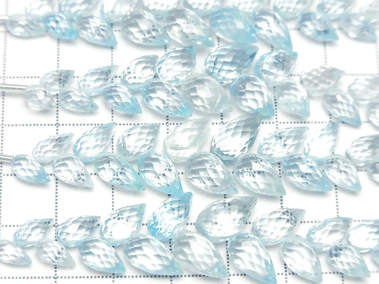 Hochwertiger himmelblauer Topas AAA Blütenknospe facettierte Briolette 1strang Perlen (ca. 4 Zoll/10 cm)