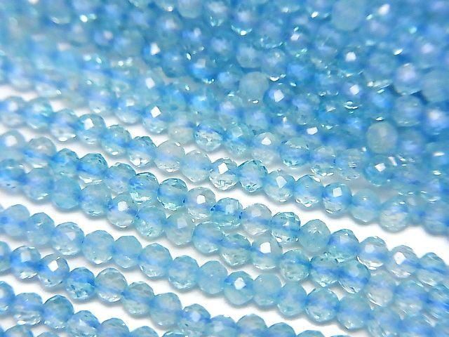 Haute qualité ! Topaze de couleur bleue AA++ Facettée ronde perles 2mm 1 fil (env. 15 pouces/38cm)