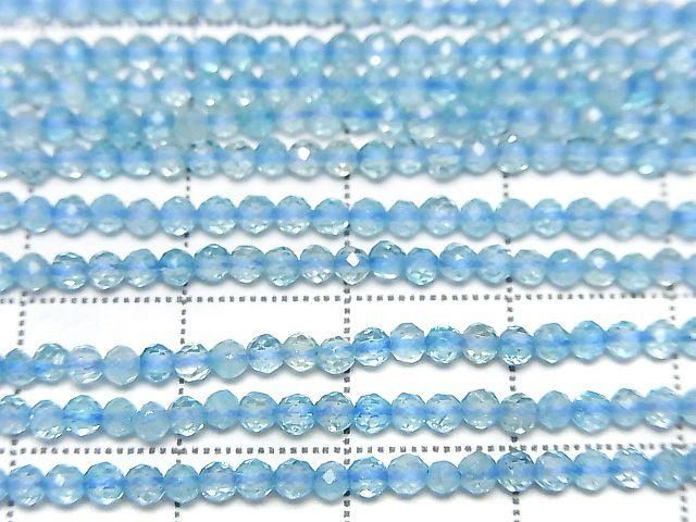 Haute qualité ! Topaze de couleur bleue AA++ Facettée ronde perles 2mm 1 fil (env. 15 pouces/38cm)