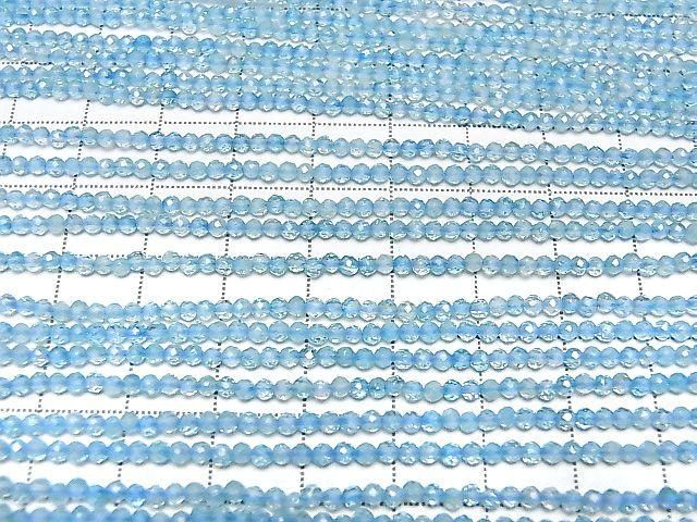 Haute qualité ! Topaze de couleur bleue AA++ Facettée ronde perles 2mm 1 fil (env. 15 pouces/38cm)