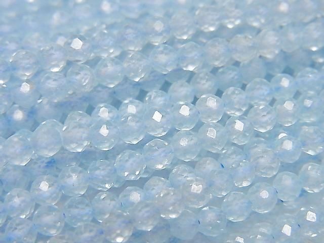 藍色拓帕石 AA++ 小尺寸刻面圓珠 3.5mm 一串 (約15英吋/37公分) 高品質!