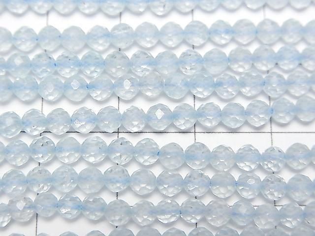 藍色拓帕石 AA++ 小尺寸刻面圓珠 3.5mm 一串 (約15英吋/37公分) 高品質!