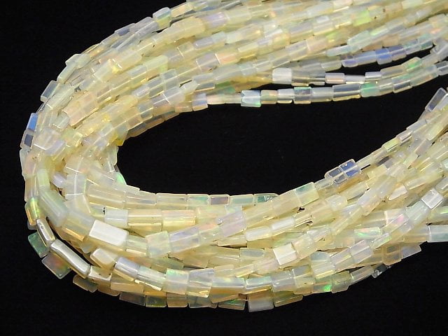 Äthiopischer Opal AA++ Rechteck-Quadrat halb oder 1 Strang Perlen (ca. 15 Zoll/38 cm)