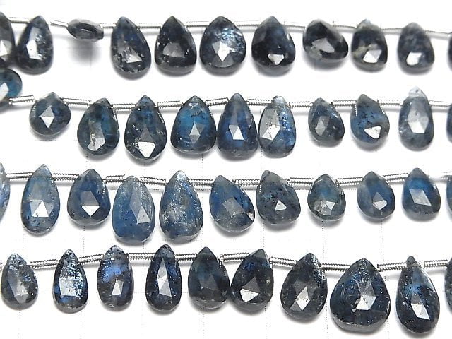 Indigoblauer Kyanit AA++ Birnenform Facettierte Briolette 1strang Perlen (ca. 7 Zoll / 18 cm)