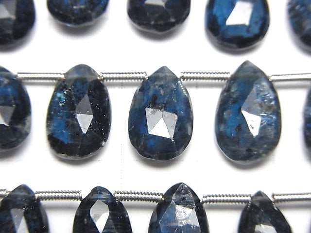 Indigo Blue Kyanite AA++ Pear shape Faceted Briolette half or 1strand beads (aprx.8inch/20cm)