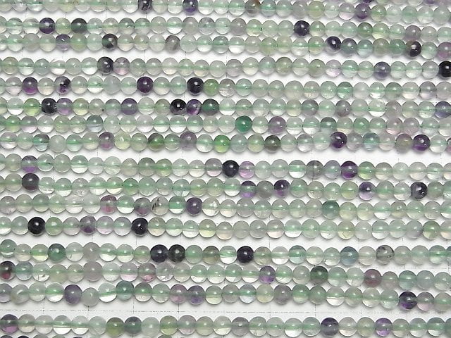 Mehrfarbiger Fluorit AA+ Rund 4mm 1 Strang Perlen (ca. 15 Zoll/36 cm)