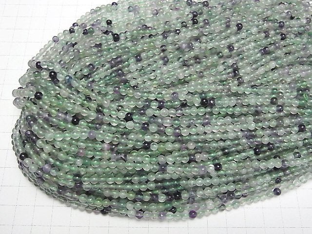 Mehrfarbiger Fluorit AA+ Rund 4mm 1 Strang Perlen (ca. 15 Zoll/36 cm)