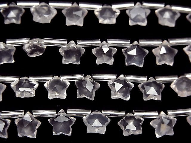 Hochwertiger Rosenquarz AAA-Facettiert Stern 8x8mm 1Strang Perlen (8Stk)