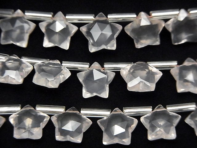 Hochwertiger Rosenquarz AAA-Facettiert Stern 10x10mm 1Strang Perlen (8Stk)