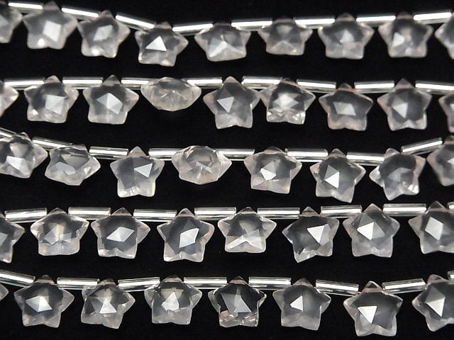Hochwertiger Rosenquarz AAA-Facettiert Stern 10x10mm 1Strang Perlen (8Stk)