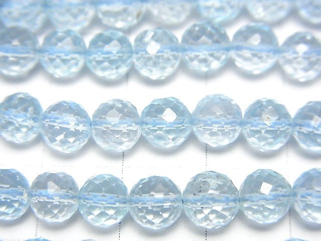 High Quality Sky Blue Topaz AAA- Round Cut 1/4 or 1strand beads (aprx.9inch/22cm)