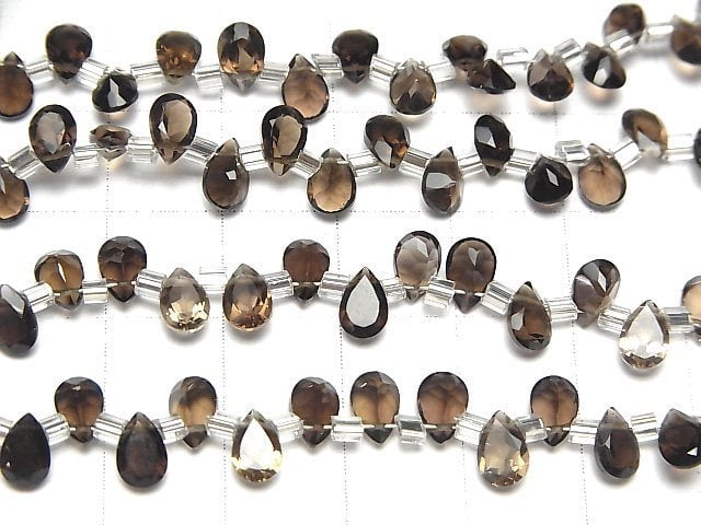 Hochwertiger Rauchquarz AAA Birnenform Facettiert 6x4mm halb oder 1strang Perlen (38Stk)