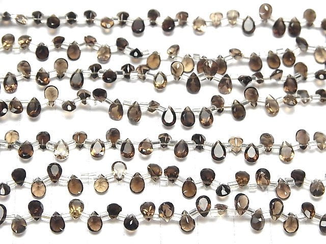 Hochwertiger Rauchquarz AAA Birnenform Facettiert 6x4mm halb oder 1strang Perlen (38Stk)
