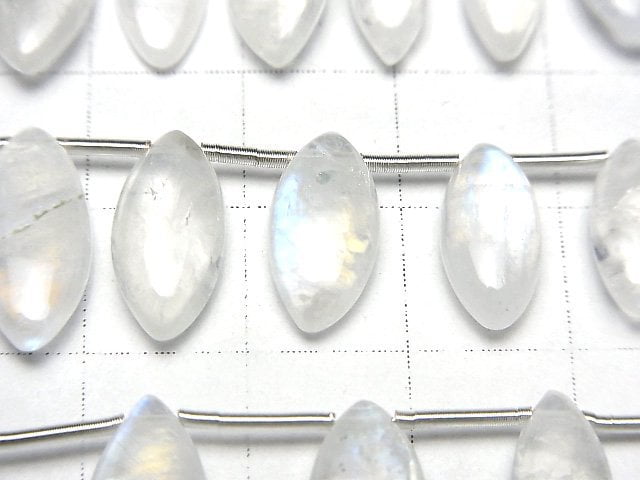High Quality Rainbow Moonstone AAA- Marquise (Smooth) half or 1strand beads (aprx.7inch/18cm)