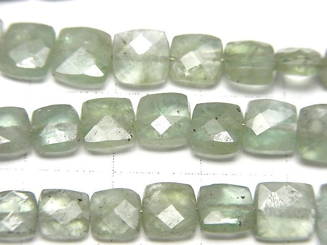 High Quality Green Kyanite AA++ Faceted Square half or 1strand beads (aprx.7inch/18cm)