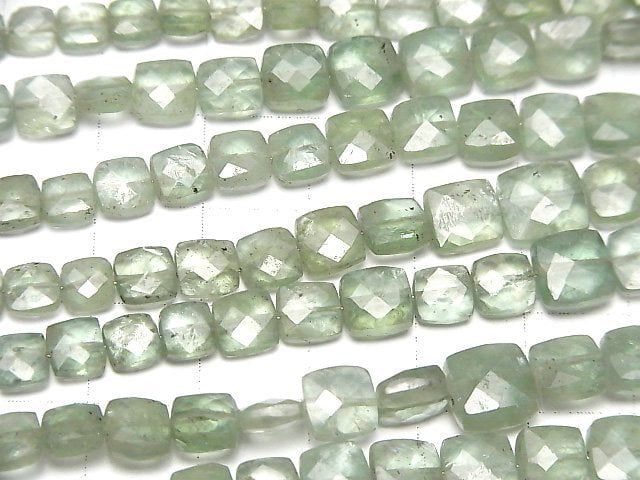 High Quality Green Kyanite AA++ Faceted Square half or 1strand beads (aprx.7inch/18cm)