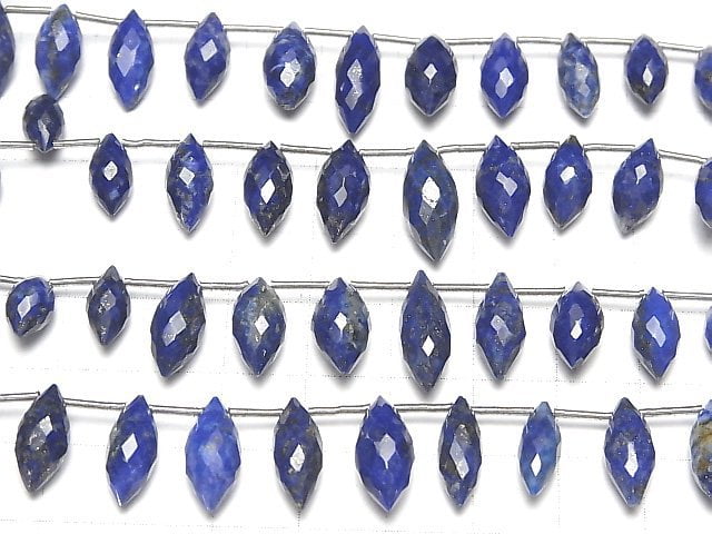Hochwertiger Lapislazuli AA++ Marquise-Reis facettierte Briolette-Halb- oder 1-Strang-Perlen (ca. 6 Zoll/14 cm)