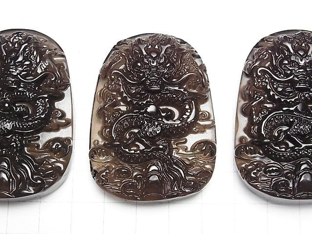 Drachen geschnitzt! Eis-Obsidian AAA Platte 58x41x12mm 1 Stück