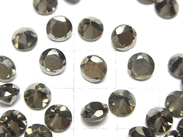 Pyrite Loose stone Round Faceted 6x6mm 3pcs