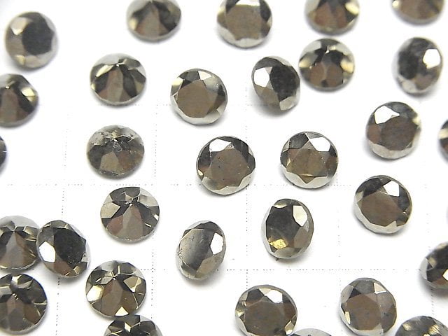 Pyrit lose Steine rund facettiert 6x6mm 3 Stück