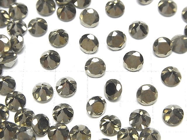 Pyrit lose Steine rund facettiert 6x6mm 3 Stück