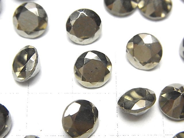Pyrite Loose stone Round Faceted 8x8mm 2pcs