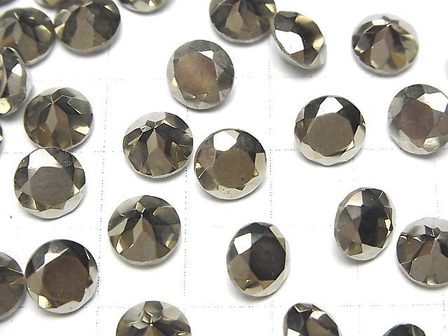 Pyrit lose Steine rund facettiert 8x8mm 2 Stück