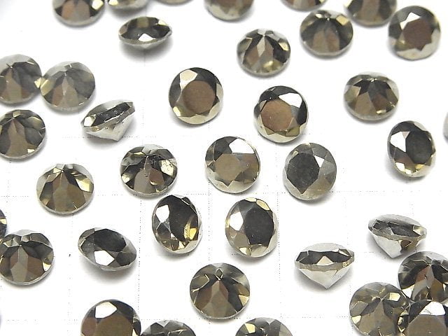 Pyrit lose Steine rund facettiert 8x8mm 2 Stück