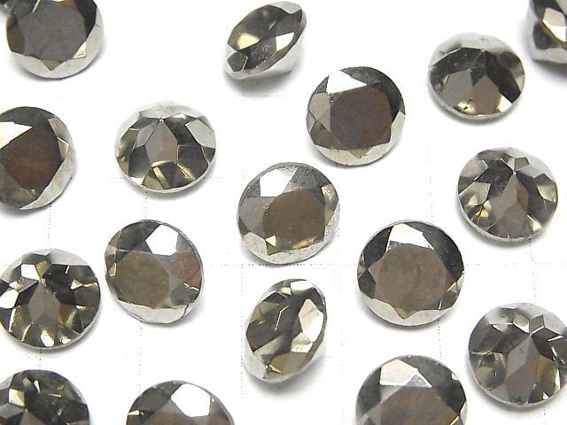 Pyrit lose Steine rund facettiert 10x10mm 1 Stück