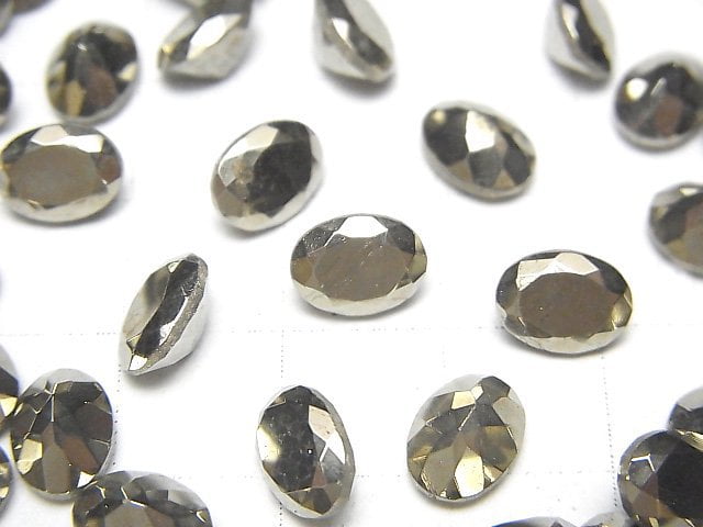 Pyrite Loose stone Oval Faceted 8x6mm 3pcs