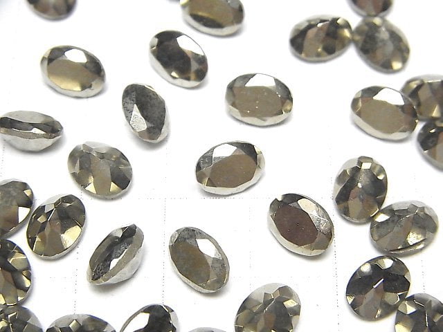 Pyrit lose Steine oval facettiert 8x6mm 3 Stück