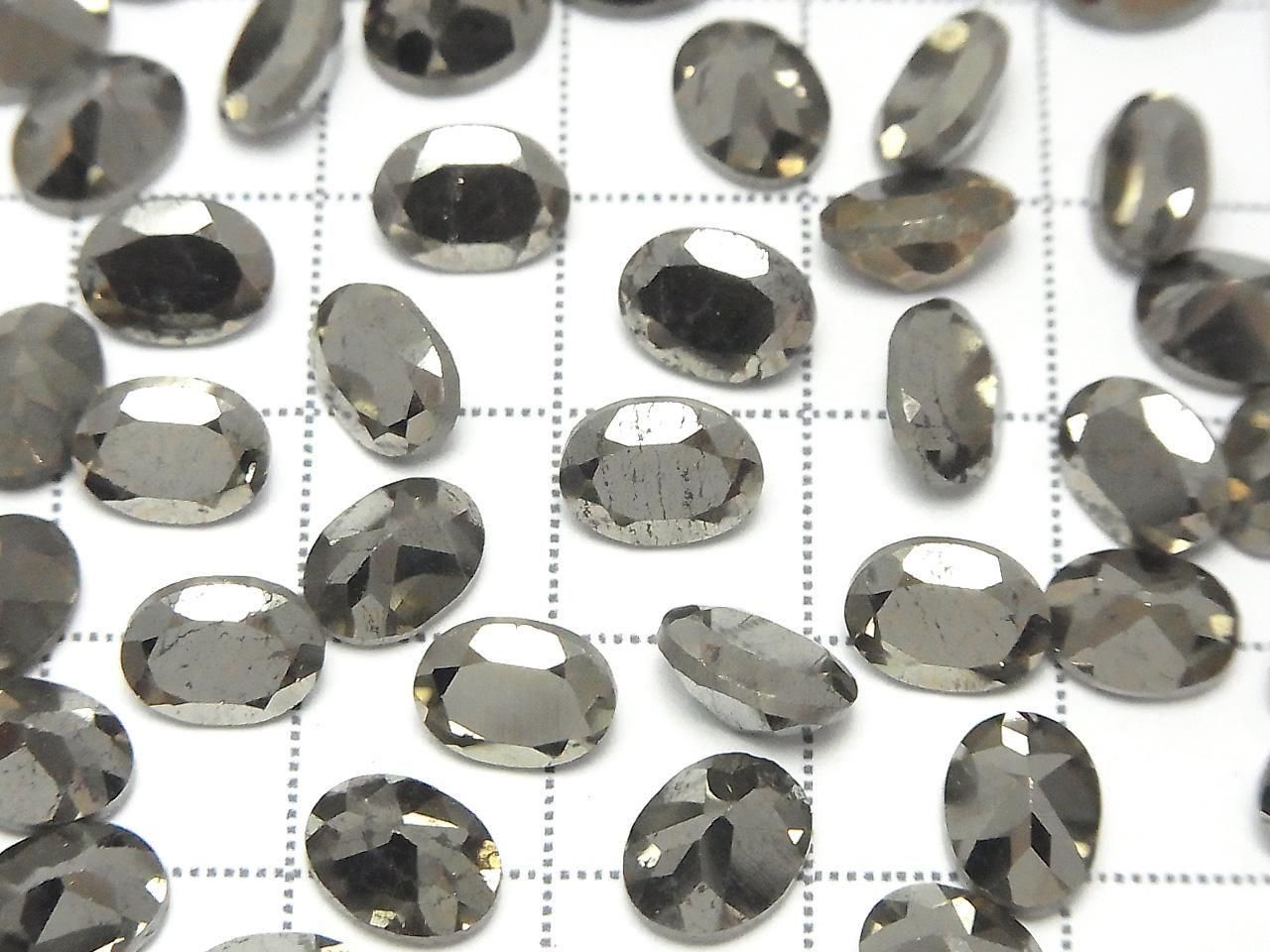 Pyrite Pierre semi-précieuse Ovale Facettée 8x6mm 3 pièces