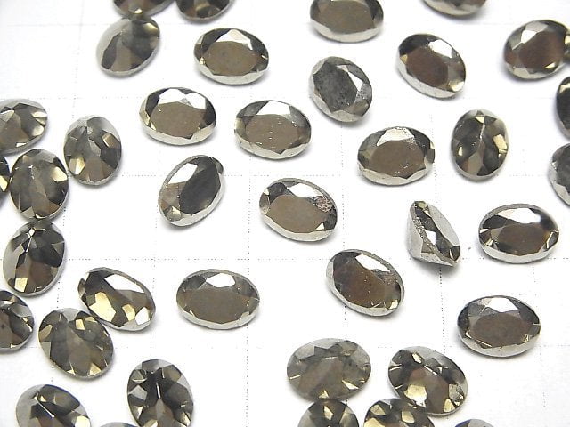Pyrit lose Steine oval facettiert 8x6mm 3 Stück