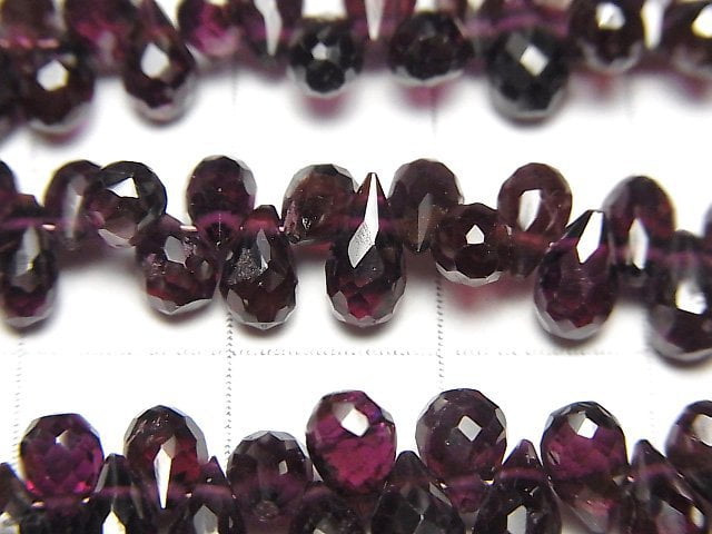 High Quality Garnet AA++ Drop Faceted Briolette half or 1strand beads (aprx.7inch/17cm)