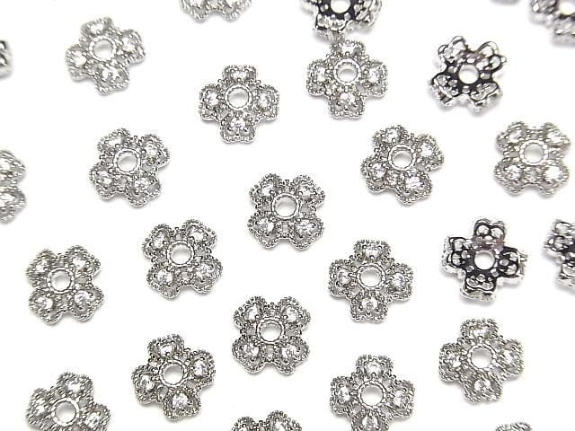Metal Bead Caps, 8x8x3mm, Silver, 4 Pieces