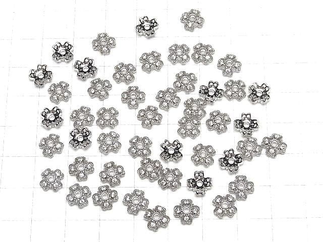Metal Bead Caps, 8x8x3mm, Silver, 4 Pieces