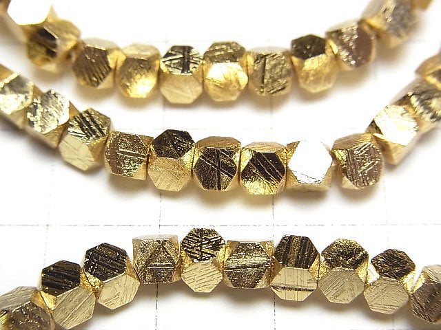 Meteorite (Muonionalusta) Cube Shape 4x4x4mm Yellow Gold Bracelet