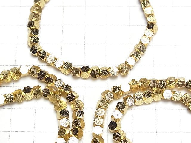 Meteoriten (Muonionalusta) Würfelform 4x4x4mm Gelbgold Armband