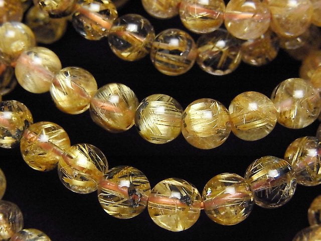 Radiant Golden Rutilated Quartz AAA Round 6mm Bracelet