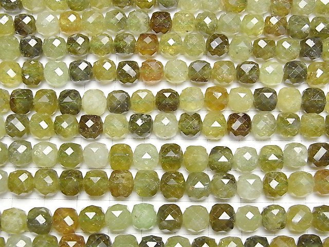 Hohe Qualität! Grossulargranat Würfelform 8x8x8mm halb oder 1Strang Perlen (ca. 15Zoll/36cm)