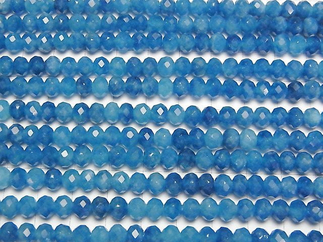 Hohe Qualität! Blaue Jade Facettierte Knopf-Rondelle 6x6x5mm 1Strang Perlen (ca. 15Zoll/36cm)
