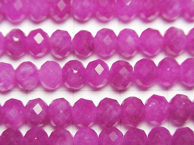 High Quality! Pink Purple color Jade Faceted Button Rondelle 6x6x5mm 1strand beads (aprx.15inch/36cm)